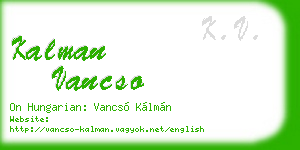 kalman vancso business card